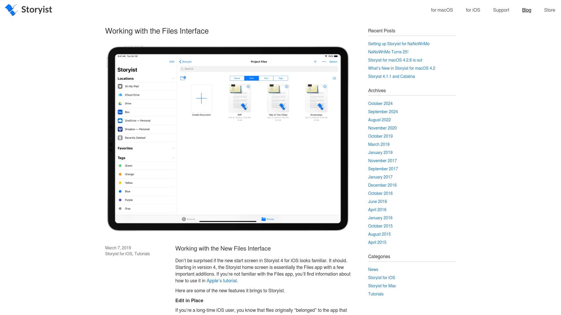 Working With the Files Interface – Agile Writing