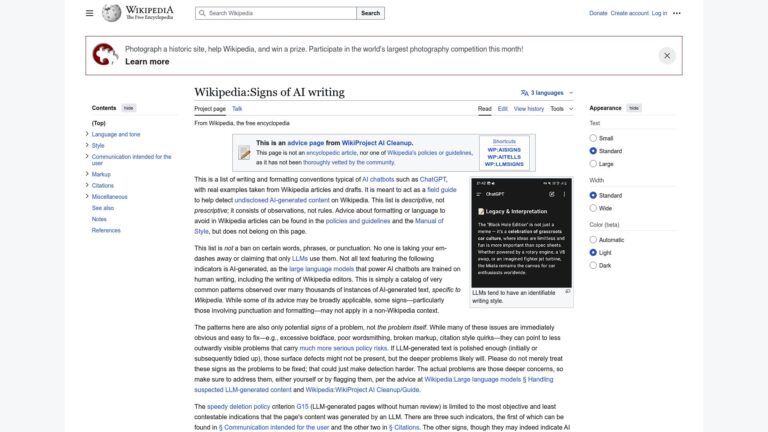 Wikipedia:Signs of AI Writing – Agile Writing