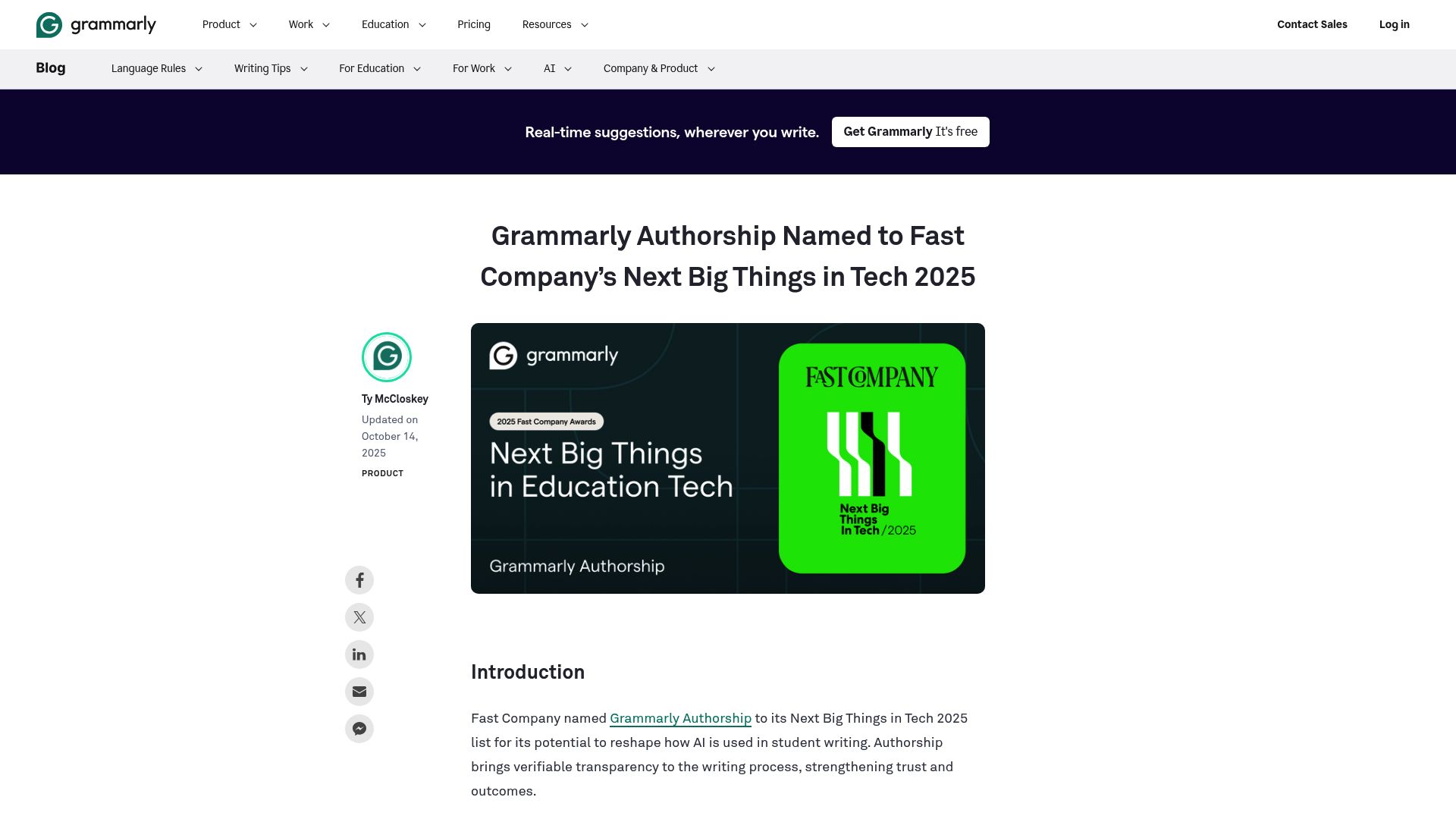 Grammarly Authorship Named to Fast Company’s Next Big Things in Tech ...